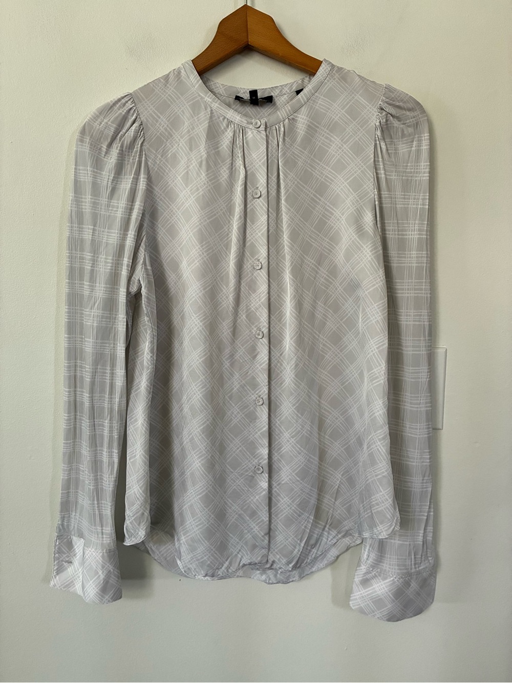 Theory Ruched Blouse in Spring Check